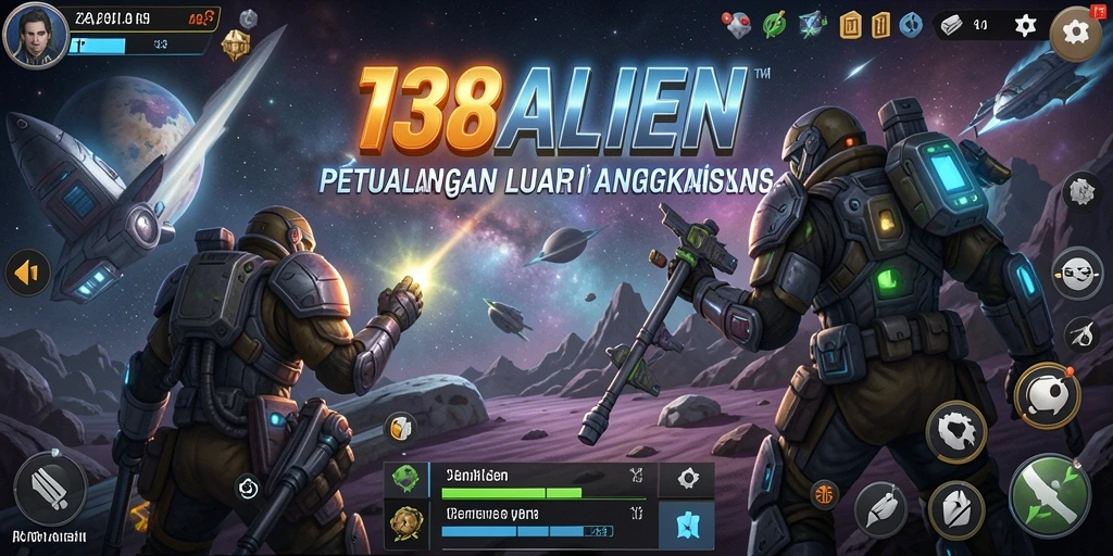 Tampilan gameplay menarik 138ALIEN dengan pertarungan luar angkasa.