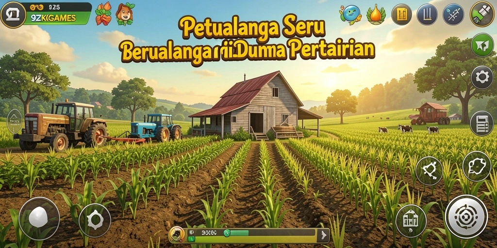 Tangkapan layar gameplay 9ZKGAMES menunjukkan keseruan aktivitas pertanian.
