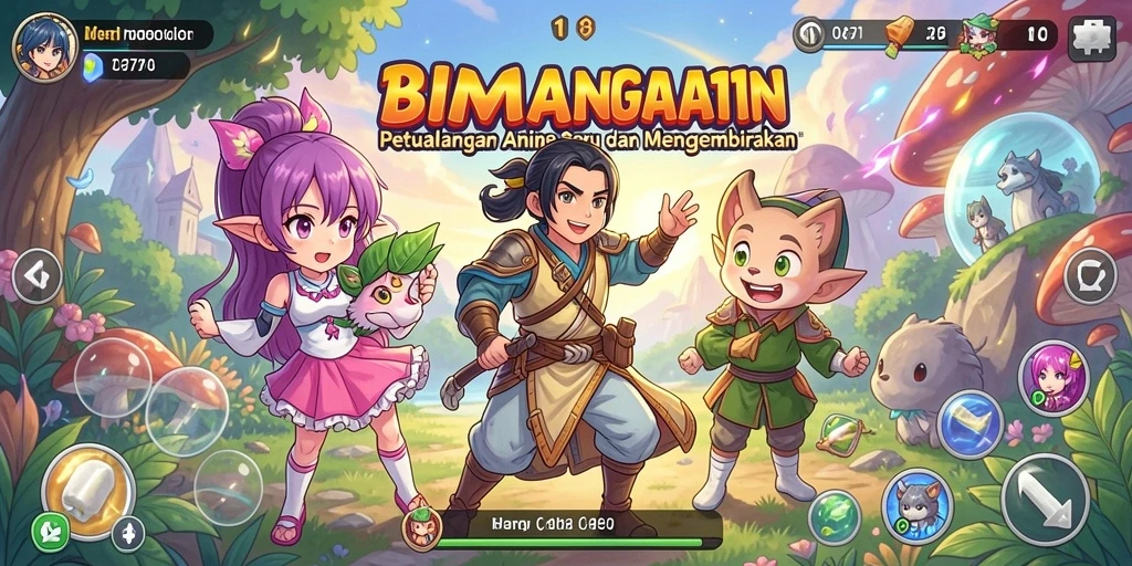 Tampilan gameplay BIMA11 dengan karakter Anime yang menawan dan aksi seru.