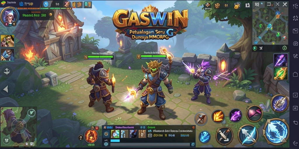 Screenshot utama GASWIN menampilkan aksi seru dalam petualangan MMORPG.