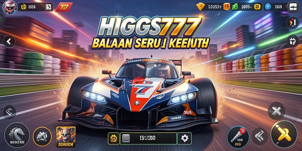 Gameplay HIGGS777 yang menampilkan aksi balapan yang mendebarkan.
