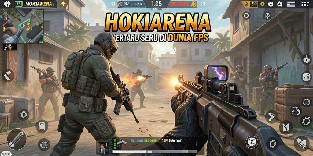 Tangkapan layar gameplay HOKIARENA yang mendebarkan di medan perang FPS.