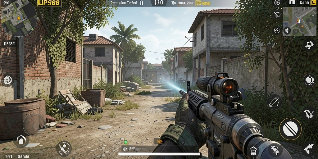 Screenshot gameplay JPS88 menampilkan aksi intens dalam pertempuran FPS.