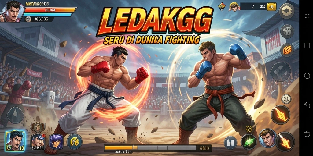 Tampilan gameplay seru dalam pertarungan LEDAKGG.