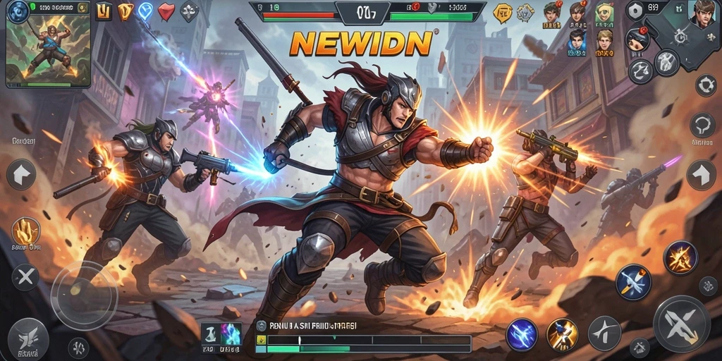 Tampilan gameplay NEWIDN yang intens dan mendebarkan.