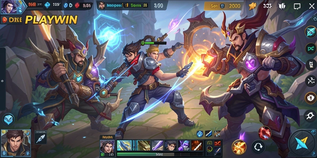 Tampilan seru gameplay PLAYWIN dengan pertarungan tim yang intens.