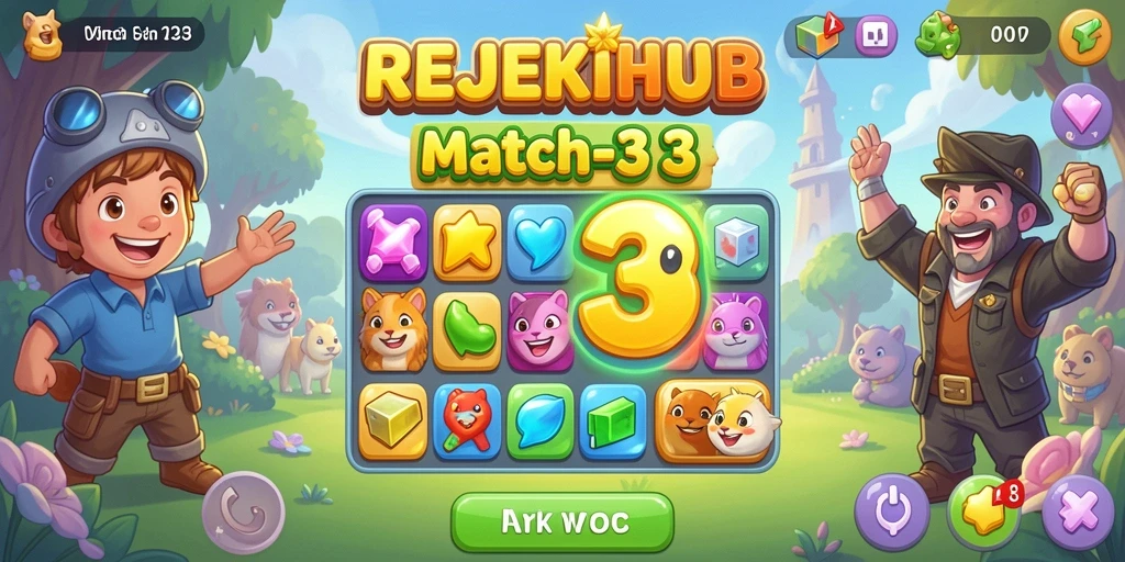 Gameplay seru REJEKIHUB dengan pencocokan item Match-3.