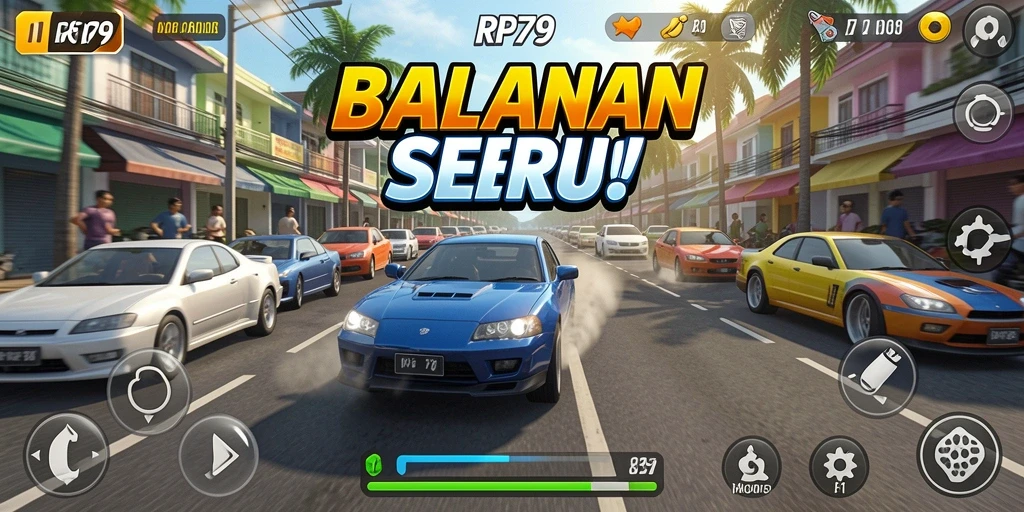 Screenshot menampilkan momen balapan intens dalam RP79.