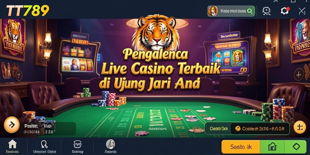 Screenshot utama TT789 menampilkan dealer langsung yang berinteraksi dengan pemain.